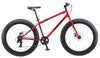 Image of Mongoose Dolomite Fat Tire Mountain Bike, Featuring 17-Inch/Medium High-Tensile Steel Frame, 7-Speed Shimano Drivetrain, Mechanical Disc Brakes, and 26-Inch Wheels, Light Blue, Navy Blue, and Red