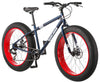 Image of Mongoose Dolomite Fat Tire Mountain Bike, Featuring 17-Inch/Medium High-Tensile Steel Frame, 7-Speed Shimano Drivetrain, Mechanical Disc Brakes, and 26-Inch Wheels, Light Blue, Navy Blue, and Red
