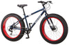 Image of Mongoose Dolomite Fat Tire Mountain Bike, Featuring 17-Inch/Medium High-Tensile Steel Frame, 7-Speed Shimano Drivetrain, Mechanical Disc Brakes, and 26-Inch Wheels, Light Blue, Navy Blue, and Red