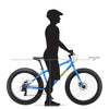 Image of Mongoose Dolomite Fat Tire Mountain Bike, Featuring 17-Inch/Medium High-Tensile Steel Frame, 7-Speed Shimano Drivetrain, Mechanical Disc Brakes, and 26-Inch Wheels, Light Blue, Navy Blue, and Red