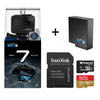 Image of GoPro Hero 7 Black Action Camera + Extra USA Battery + Sandisk 32GB MicroSDHC U3 and Free Polaroid 16GB MicroSD Memory Card