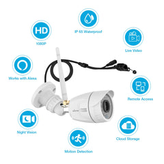 Outdoor Security Camera, Wansview 1080P Wireless WiFi Home Surveillance Waterproof Camera with Night Vision, Motion Detection, Remote Access, Works with Alexa -W4-2PACK