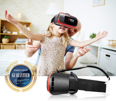 VR Headset for iPhone & Android Phone - Universal Virtual Reality Goggles - Play Your Best Mobile Games 360 Movies with Soft & Comfortable New 3D VR Glasses | Red | + Adjustable Eye Protection System