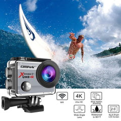 Campark ACT74 Action Camera 16MP 4K WiFi Underwater Photography Cameras 170 Degree Ultra Wide Angle Lens with 2 Pcs Rechargeable Batteries and Mounting Accessories Kits