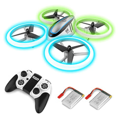 Q9 Drones for Kids,RC Drone with Altitude Hold and Headless Mode,Quadcopter with Blue & Green Lights,Propellers Full Protect and Double Batteries,Easy to Fly Gift Toy for Boys and Girls